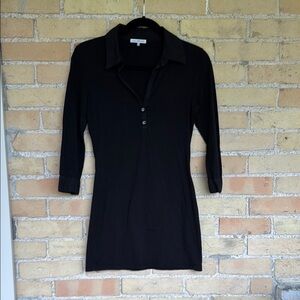James Perse Black Collared Button-Up Shirt